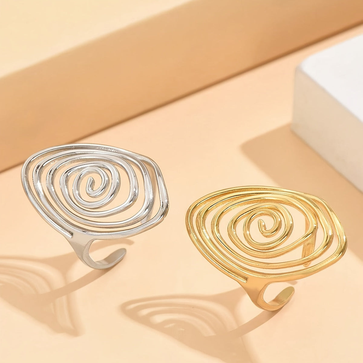 Scarlett | Elegant and Modern Hollow Spiral Stainless Steel Ring