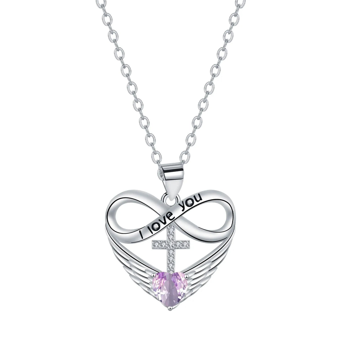 Valencia | Red Heart Necklace with Angel Wings and Cross