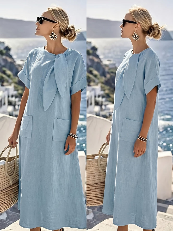 Naya™ Elegant Solid Color Long Dress with Fluid Style