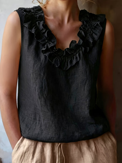 Katherine | Sleeveless Ruffled Loose Cut Blouse for Spring/Summer