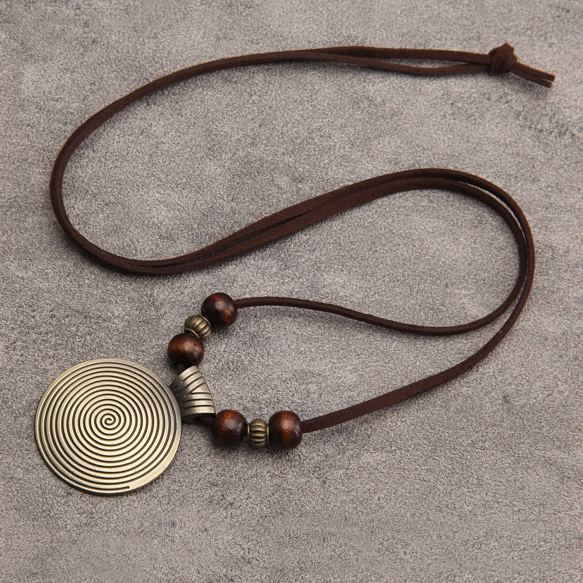 Vance | Vintage-Style Long Beaded Necklace with Round Pendant