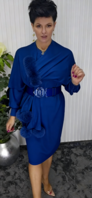 Danira | Women's Long Sleeve Dress with Soft Decorative Scarf