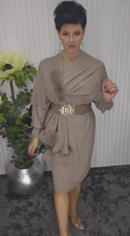 Danira | Women's Long Sleeve Dress with Soft Decorative Scarf