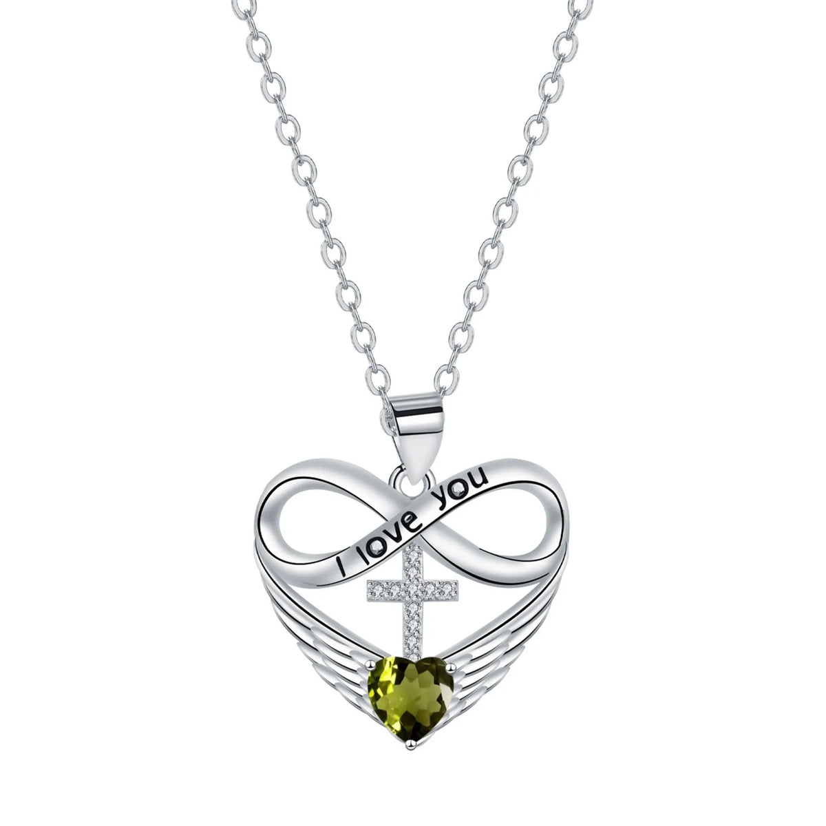 Valencia | Red Heart Necklace with Angel Wings and Cross
