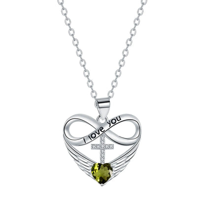 Valencia | Red Heart Necklace with Angel Wings and Cross