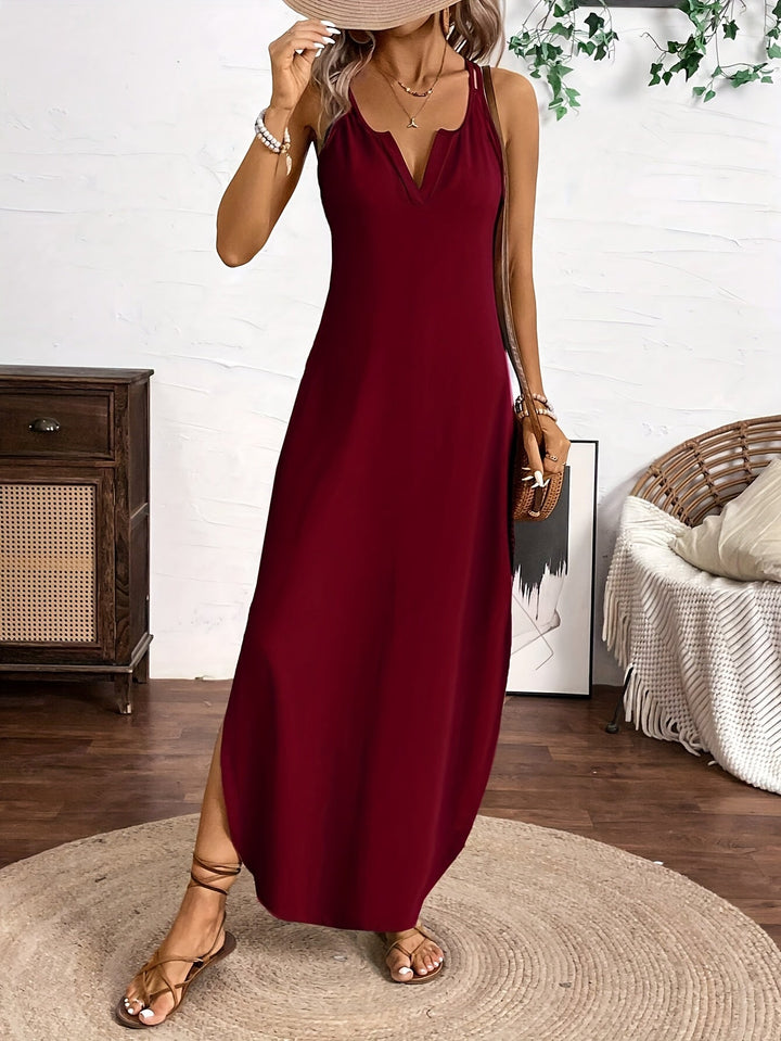 Sailor™ Midi Dress with V-Neck and Relaxed Style