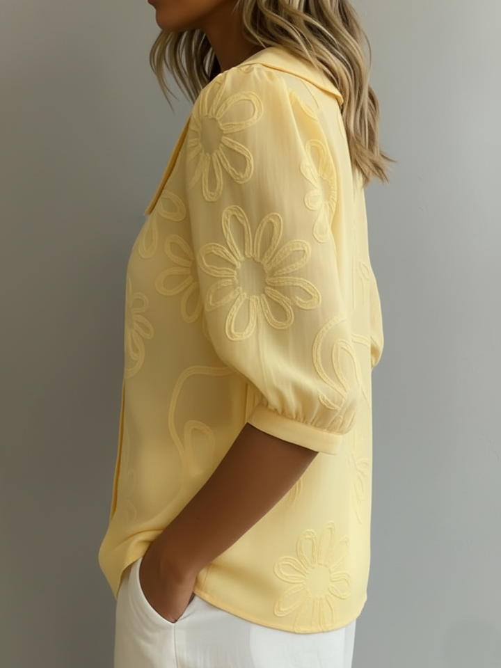 Gavira™ Lightweight Floral Blouse Natural Elegance