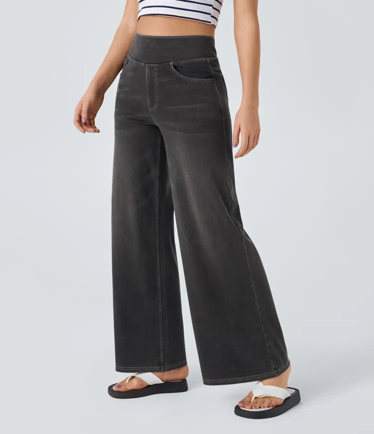 Karellea™ High-Waisted Wide Leg Stretch Jeans