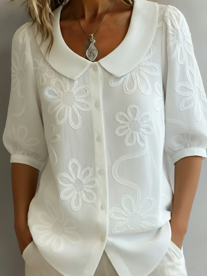 Gavira™ Lightweight Floral Blouse Natural Elegance