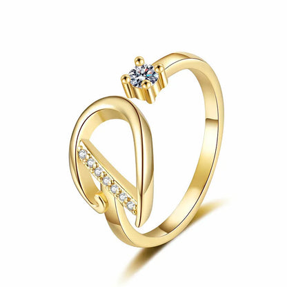 Miranda | Adjustable Ring with Shiny Initial