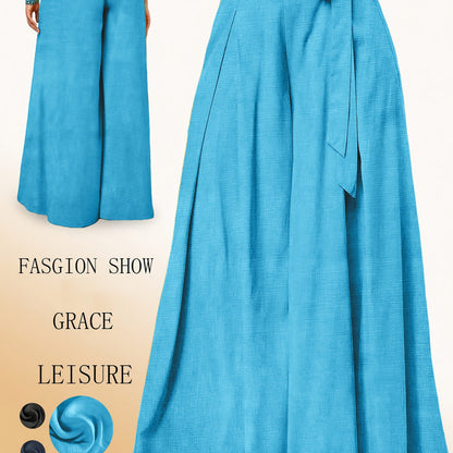 Valerie | High-Waisted Wide Leg Pants with Elegant Bow