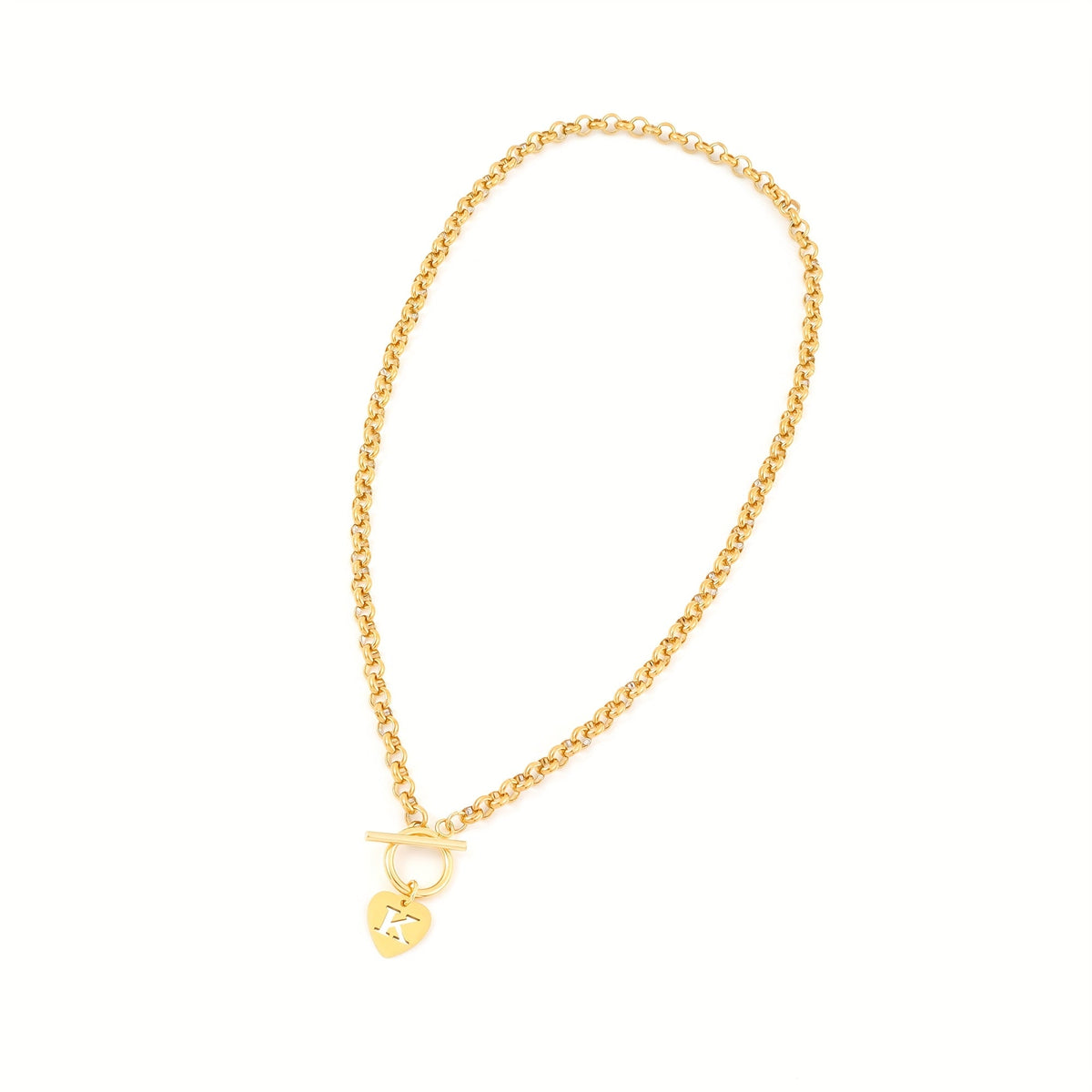 Maribel | Colorful Hollow Initial Heart Pendant Necklace with Chain Clasp