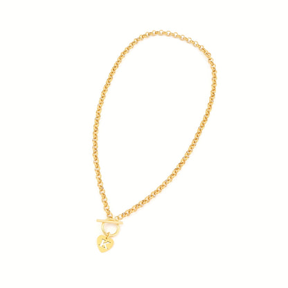 Maribel | Colorful Hollow Initial Heart Pendant Necklace with Chain Clasp