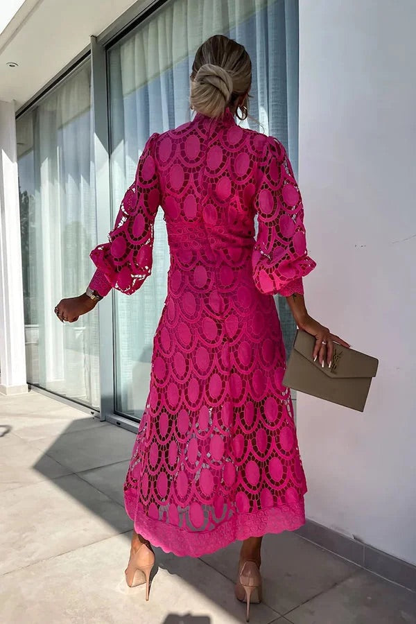 Jalvique | Midi Party Dress with Lace Sleeves