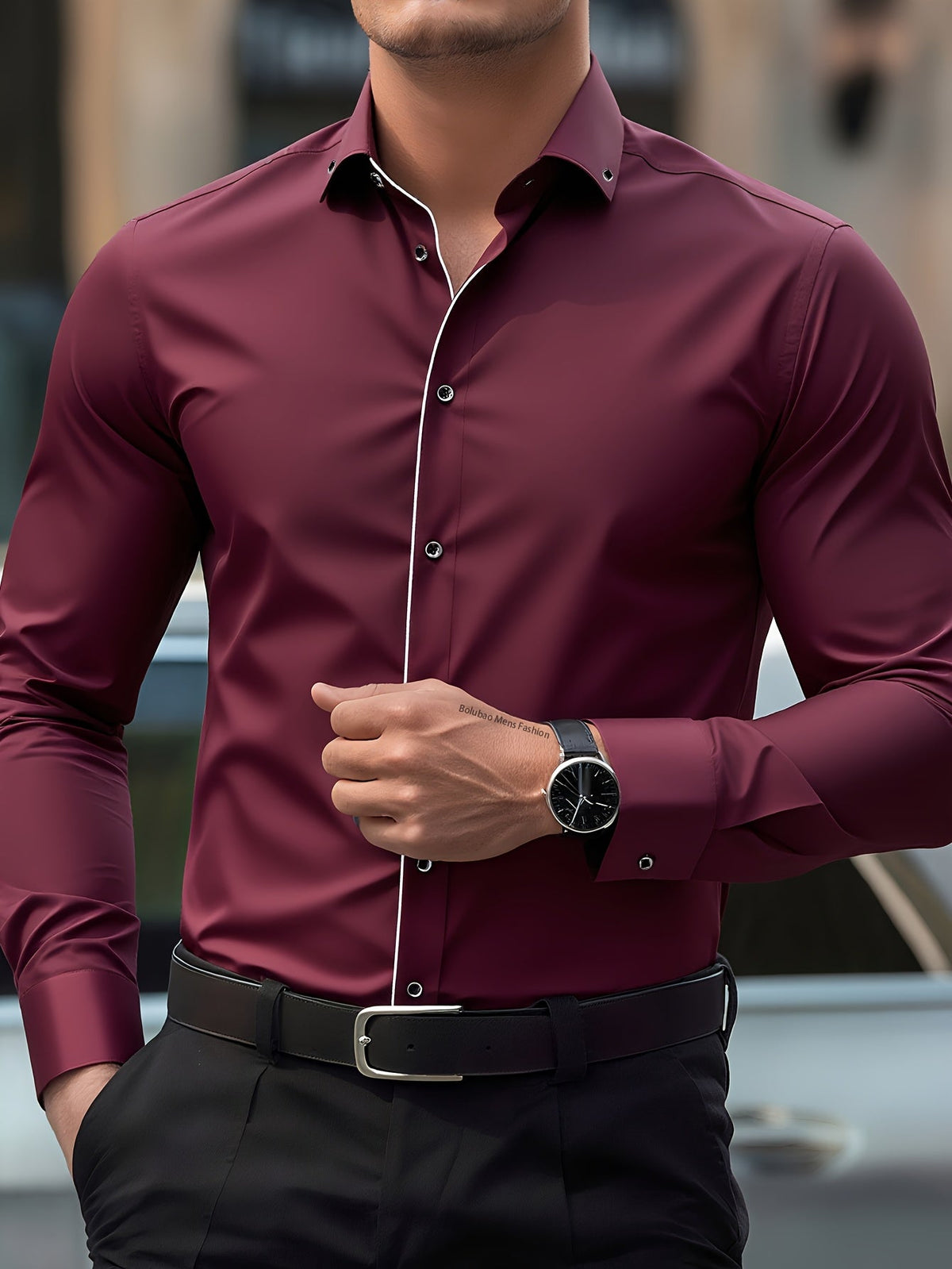 Zaxent | Elegant Long Sleeve Shirt with Vintage Details and Classic Cut