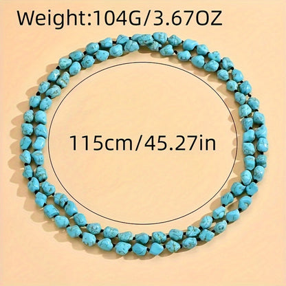 Saria™ Bohemian Double Layer Necklace with Turquoise and Natural Stones
