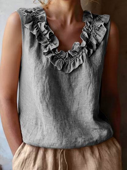 Katherine | Sleeveless Ruffled Loose Cut Blouse for Spring/Summer