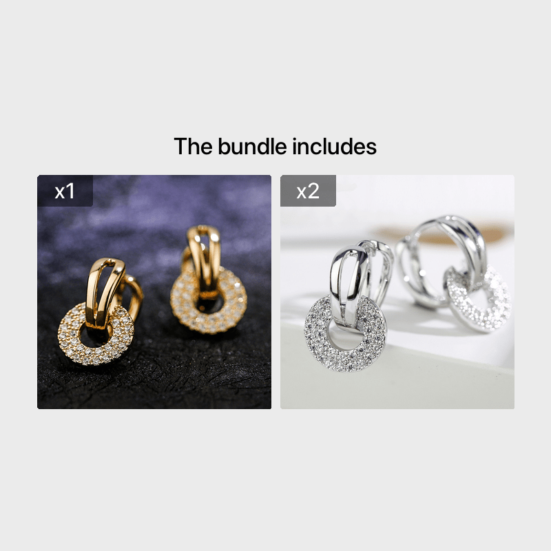 Louise | Round Earrings with Brilliant Cubic Zirconia and Elegant Silver Finish