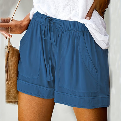Samantha | Women's Comfortable Fashion Shorts, Solid Color, Loose Fit, with Elastic Waistband and Drawstring