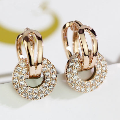 Louise | Round Earrings with Brilliant Cubic Zirconia and Elegant Silver Finish