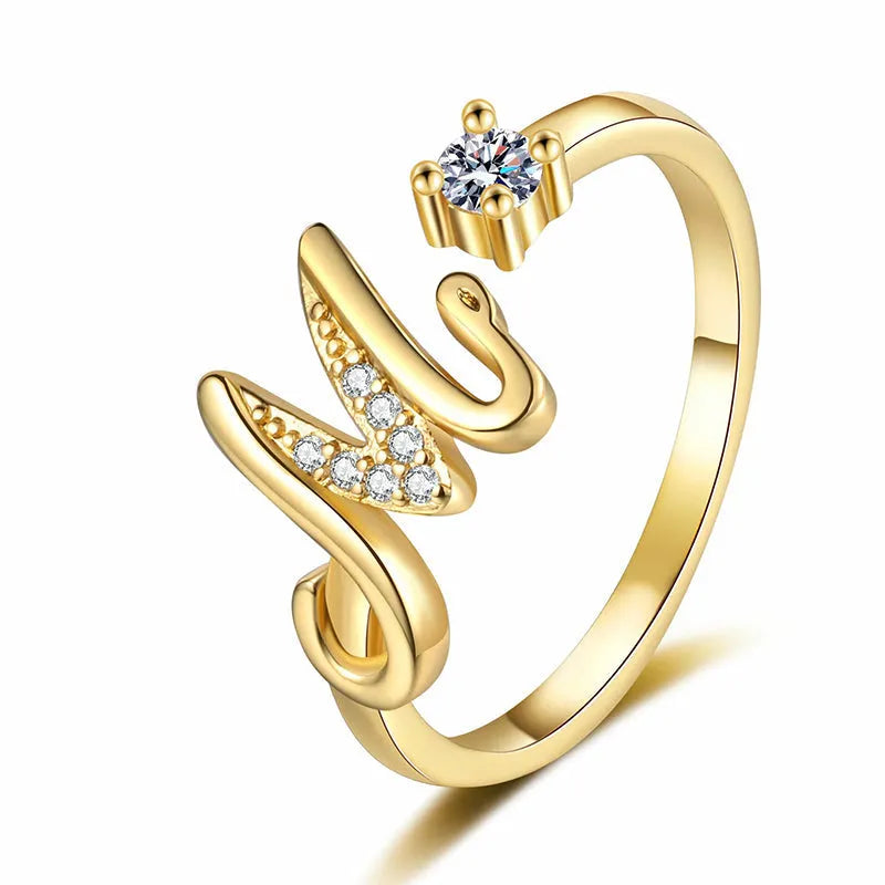 Miranda | Adjustable Ring with Shiny Initial