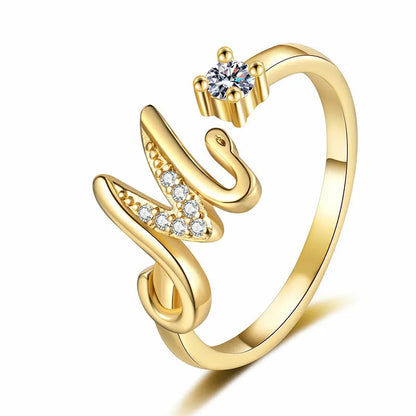 Miranda | Adjustable Ring with Shiny Initial