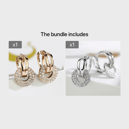 Louise | Round Earrings with Brilliant Cubic Zirconia and Elegant Silver Finish