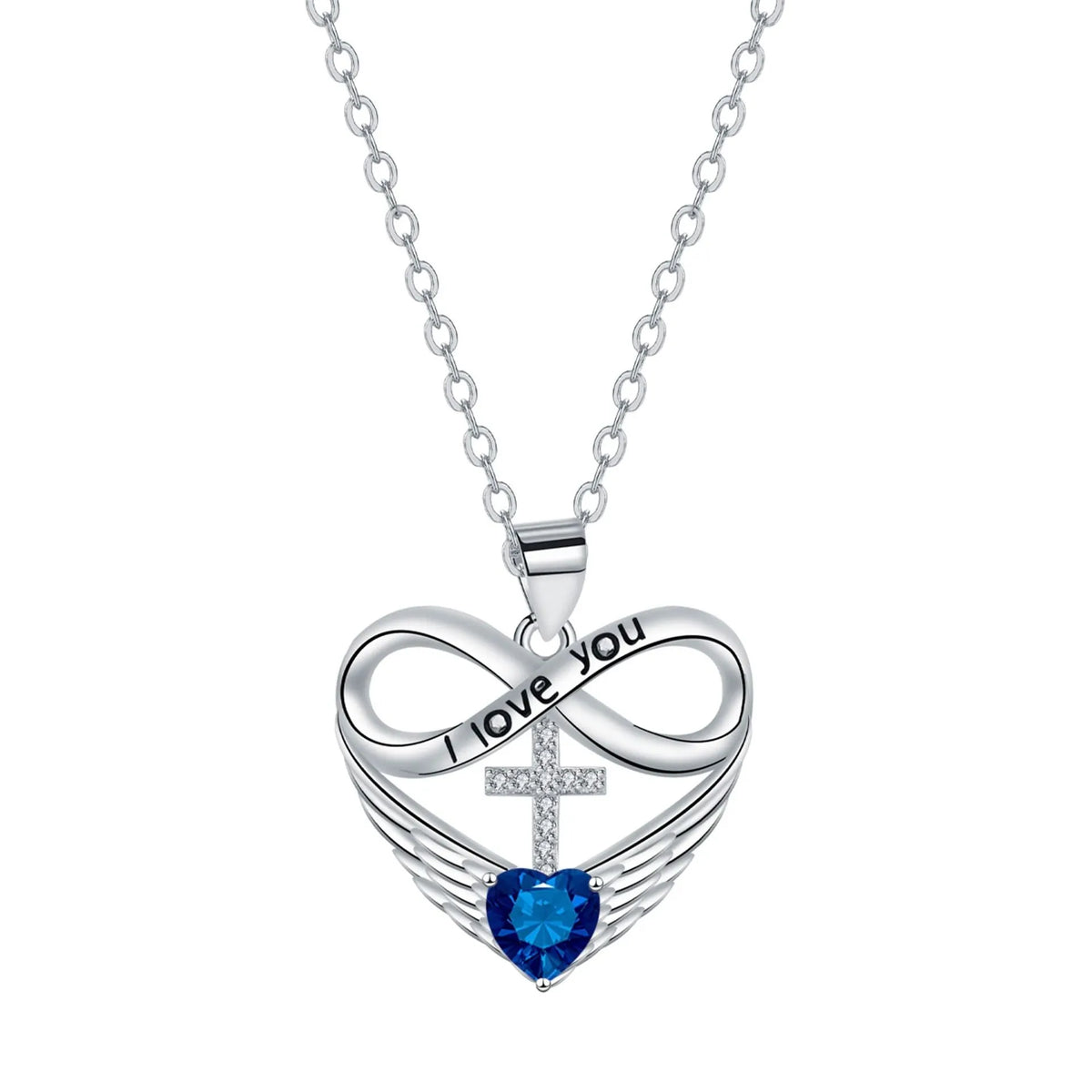Valencia | Red Heart Necklace with Angel Wings and Cross