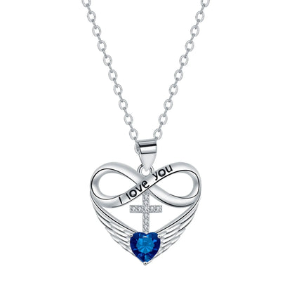 Valencia | Red Heart Necklace with Angel Wings and Cross