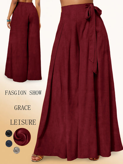 Valerie | High-Waisted Wide Leg Pants with Elegant Bow
