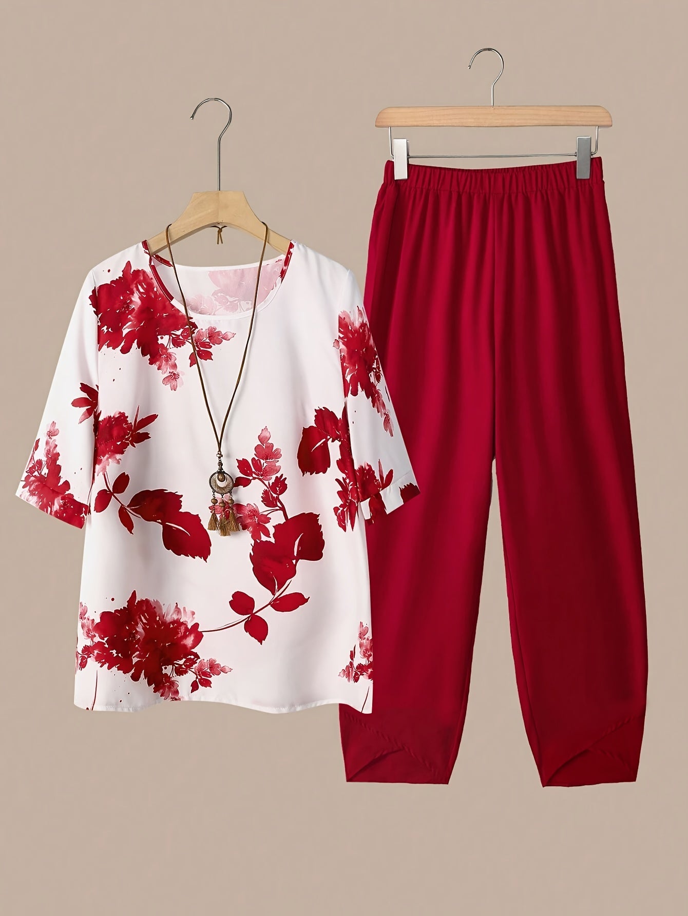 Fynley | Printed Two-Piece Set with Blouse and Comfortable Pants