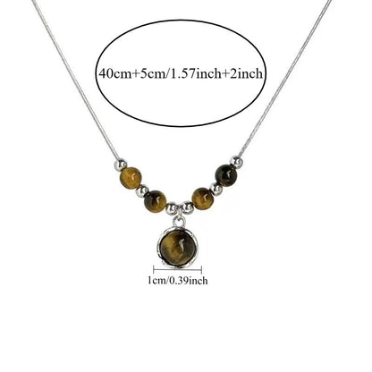 Lucia | Tiger Eye Necklace with Circular Pendant and Timeless Elegance