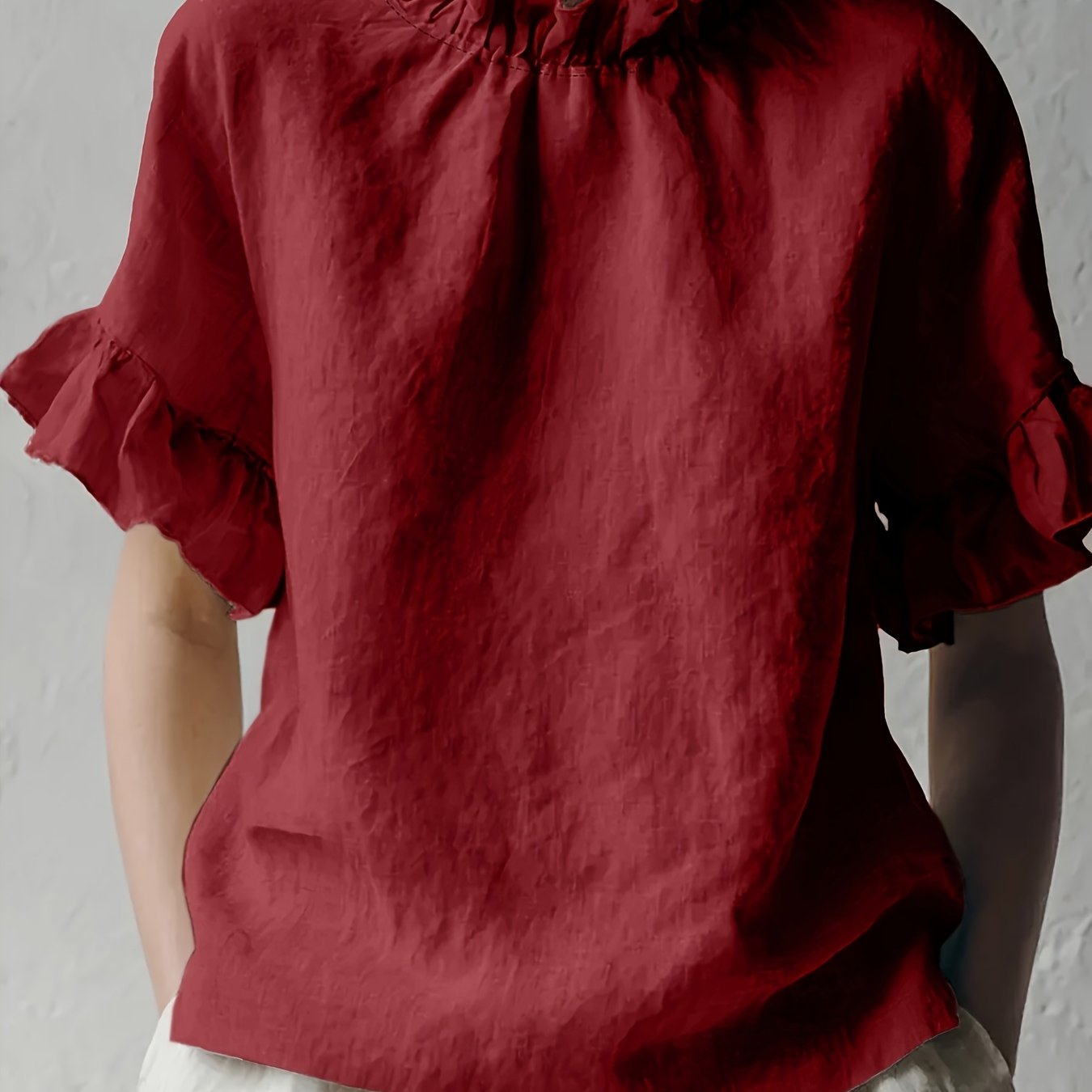 Yuna™ Solid Color Casual Blouse with Elegant Collar