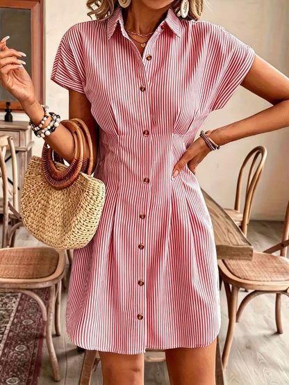 Corinna | Striped Shirt Dress with High Waist and A-Line Silhouette