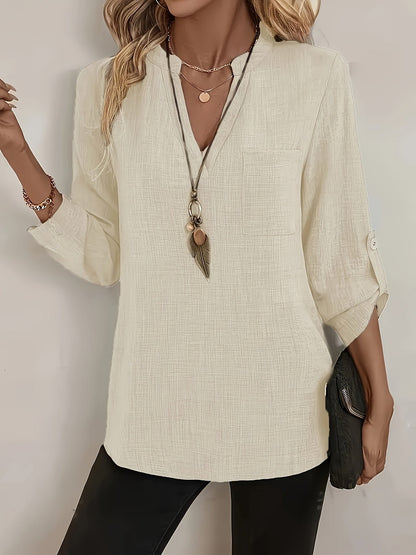 Audrey | Elegant Long Sleeve V-Neck Top for Women