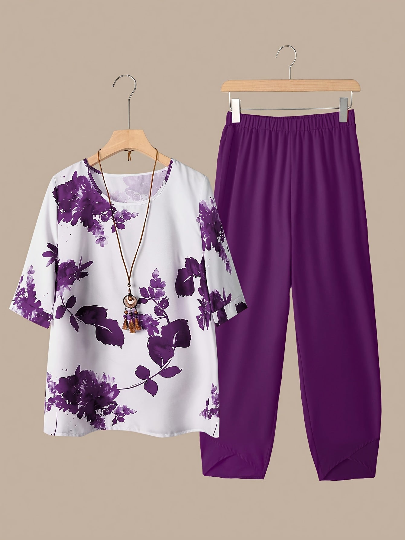 Fynley | Printed Two-Piece Set with Blouse and Comfortable Pants