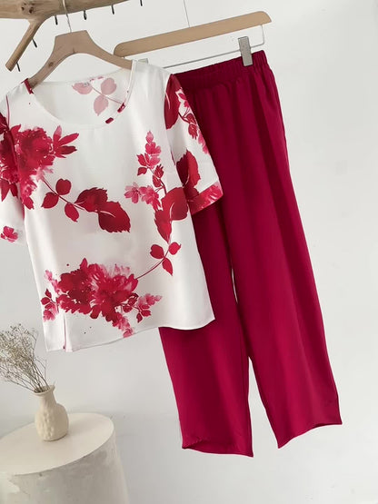 Fynley | Printed Two-Piece Set with Blouse and Comfortable Pants