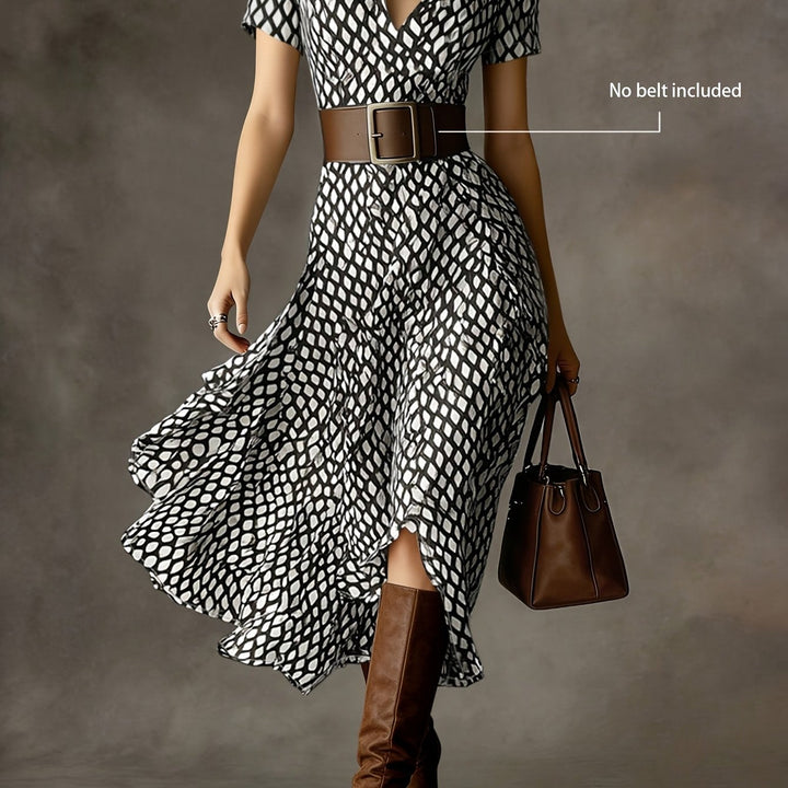Orly™ Retro and Elegant French Style Floral Midi Dress