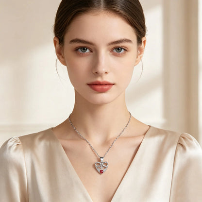 Valencia | Red Heart Necklace with Angel Wings and Cross