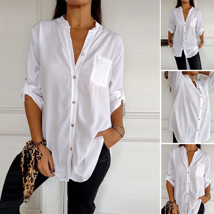 Hadley™ Top Casual Patchwork with Shiny Sequins