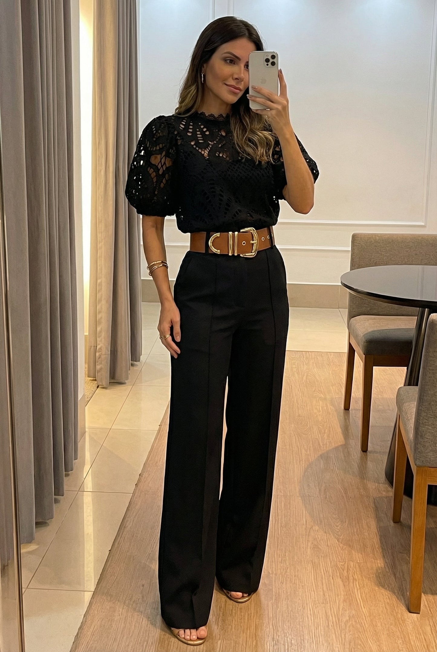 Sireva™ Elegant Set of Blouse and Pants with Flowing Fall