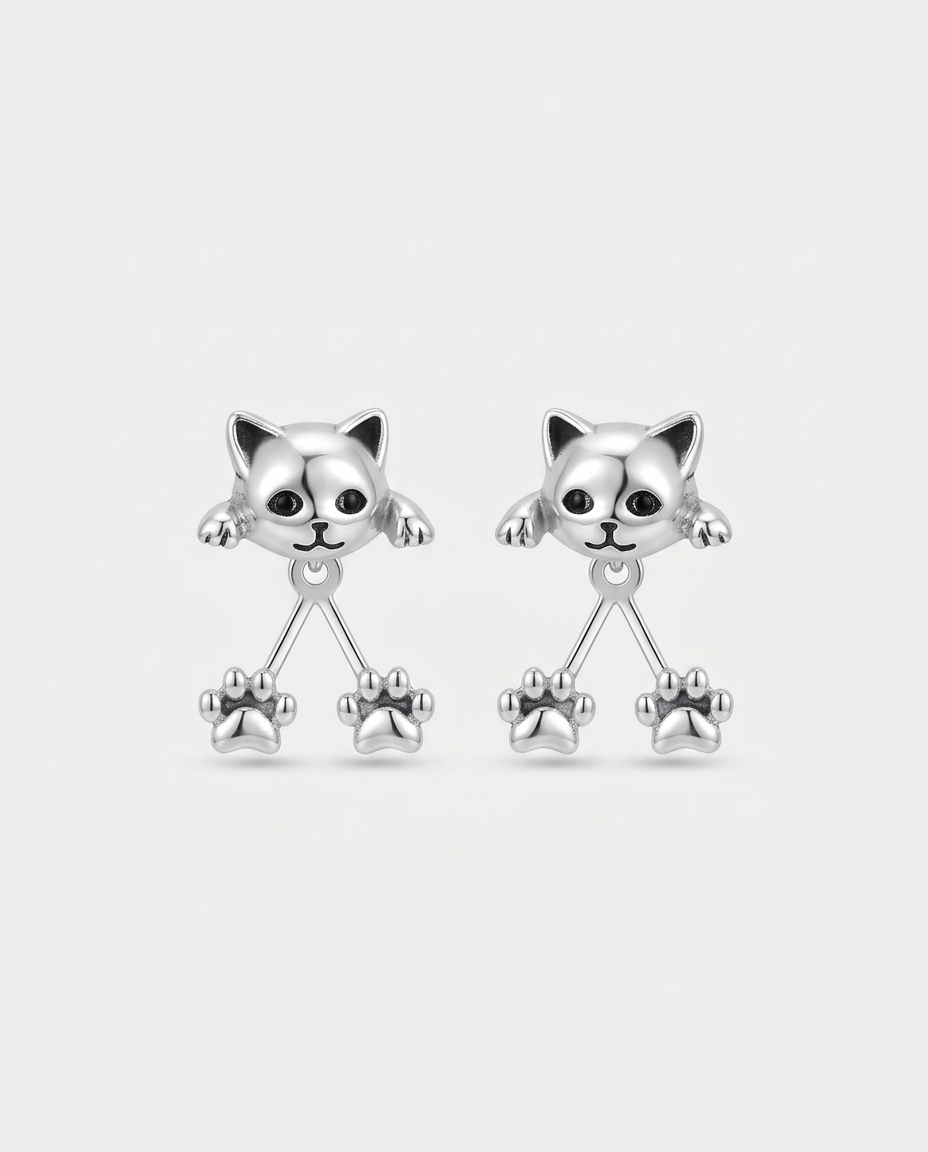 Rosemary | Kitten Earrings with Hanging Paws