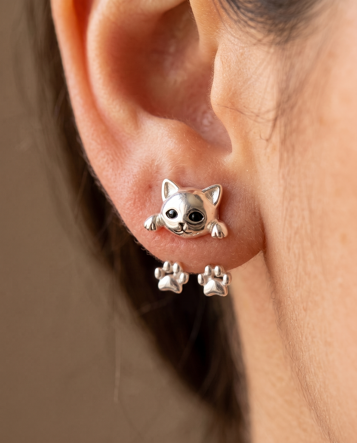 Rosemary | Kitten Earrings with Hanging Paws