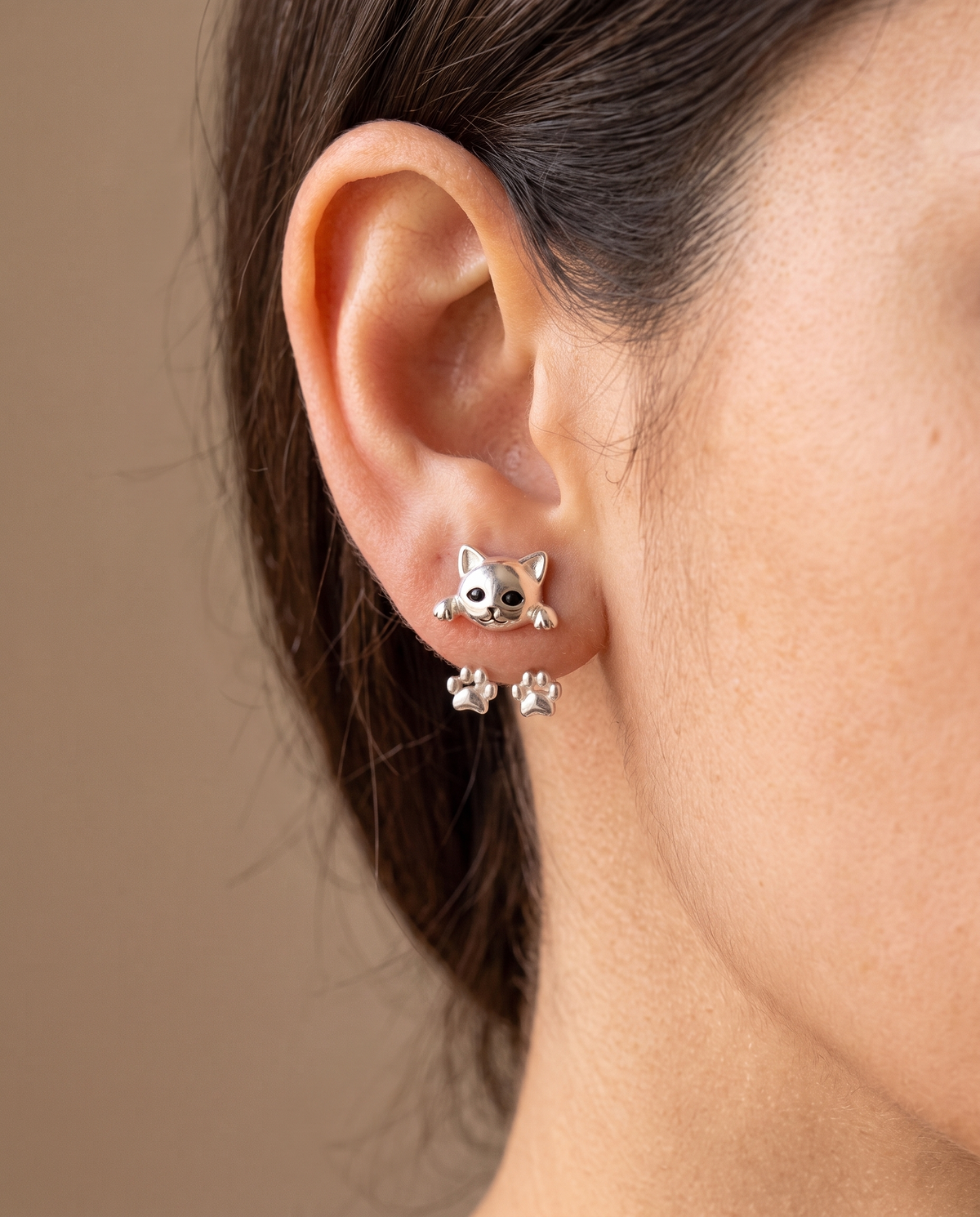 Rosemary | Kitten Earrings with Hanging Paws