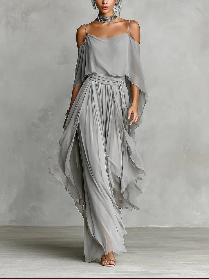 Marvynne™ Gray Fluid Set with Spaghetti Strap Top and Light Pants