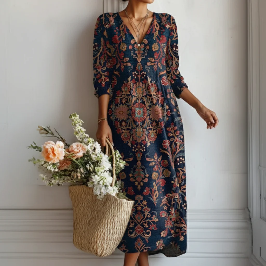Voreya | Long Ethnic Dress with Fluid and Elegant Design