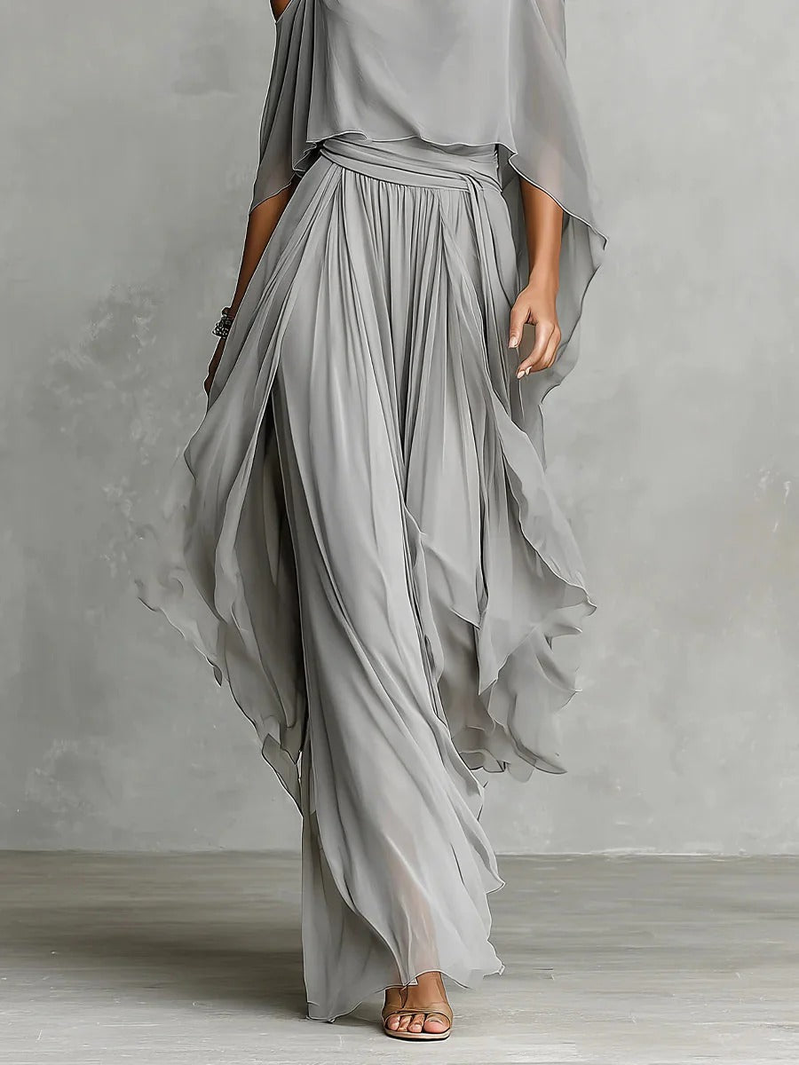 Marvynne™ Gray Fluid Set with Spaghetti Strap Top and Light Pants