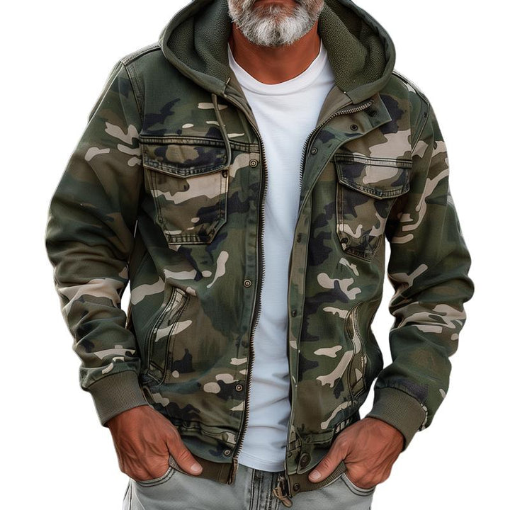 Cavonni™ Camouflage Cargo Jacket with Hood and Multiple Pockets