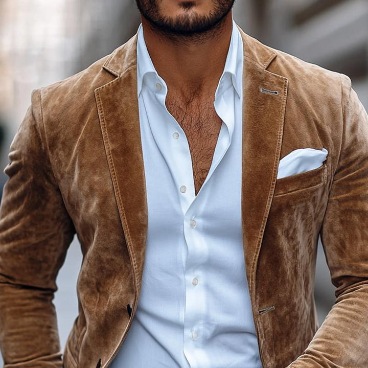 Brontel™ Classic Cut Suede Blazer with Two Buttons