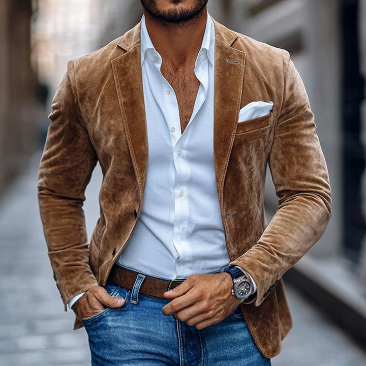 Brontel™ Classic Cut Suede Blazer with Two Buttons